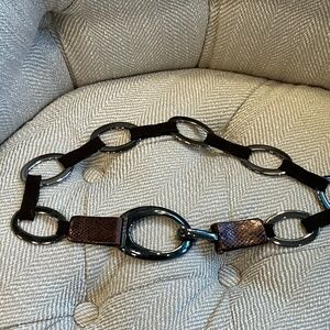 Suzi Roher belt (when you know you know) bronze croc embossed. Stretch, small